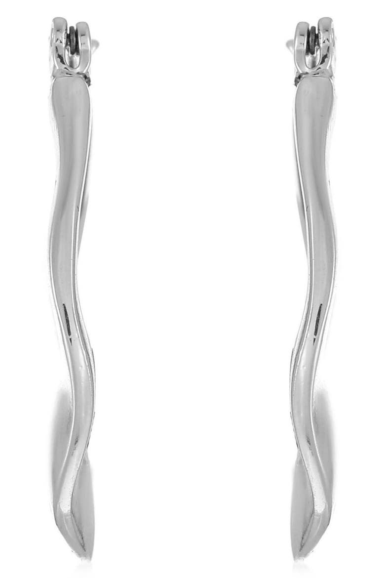 Wavy Flat Hoop Earrings, Alternate, color, SILVER