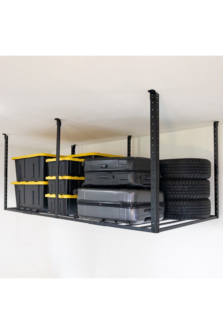 4' x 8' Faber Overhead Garage Shelving -Holds 700 lbs, Main, color, Black