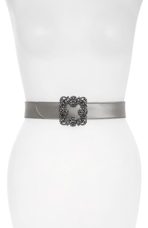 Hangisi Jewel Buckle Satin Belt