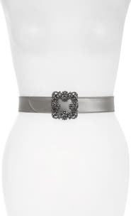 Manolo Blahnik Hangisi Jewel Buckle Satin Belt