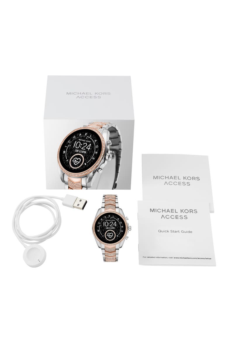 Gen 5 Bradshaw Pavé Crystal Bracelet Smartwatch, 44mm, Alternate, color, ROSE GOLD TWO TONE/ SILVER