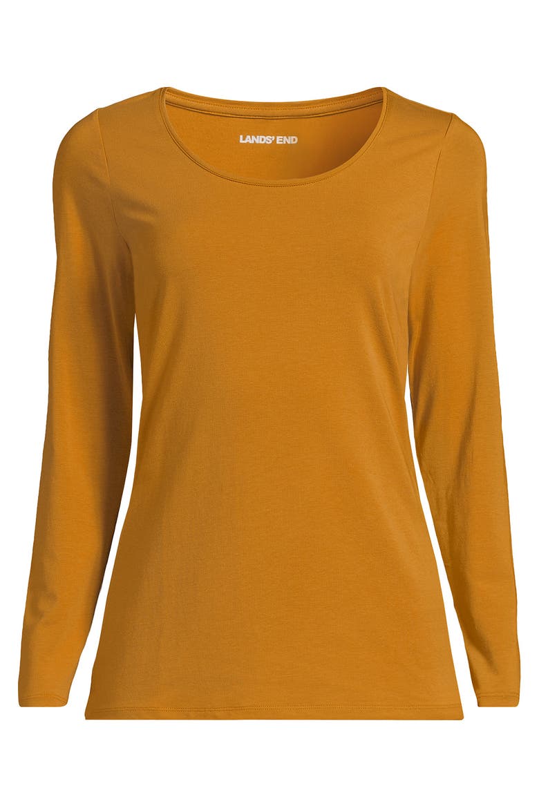 Plus Size Lightweight Jersey Skimming Long Sleeve Scoop Neck T-shirt, Alternate, color, Vintage Amber