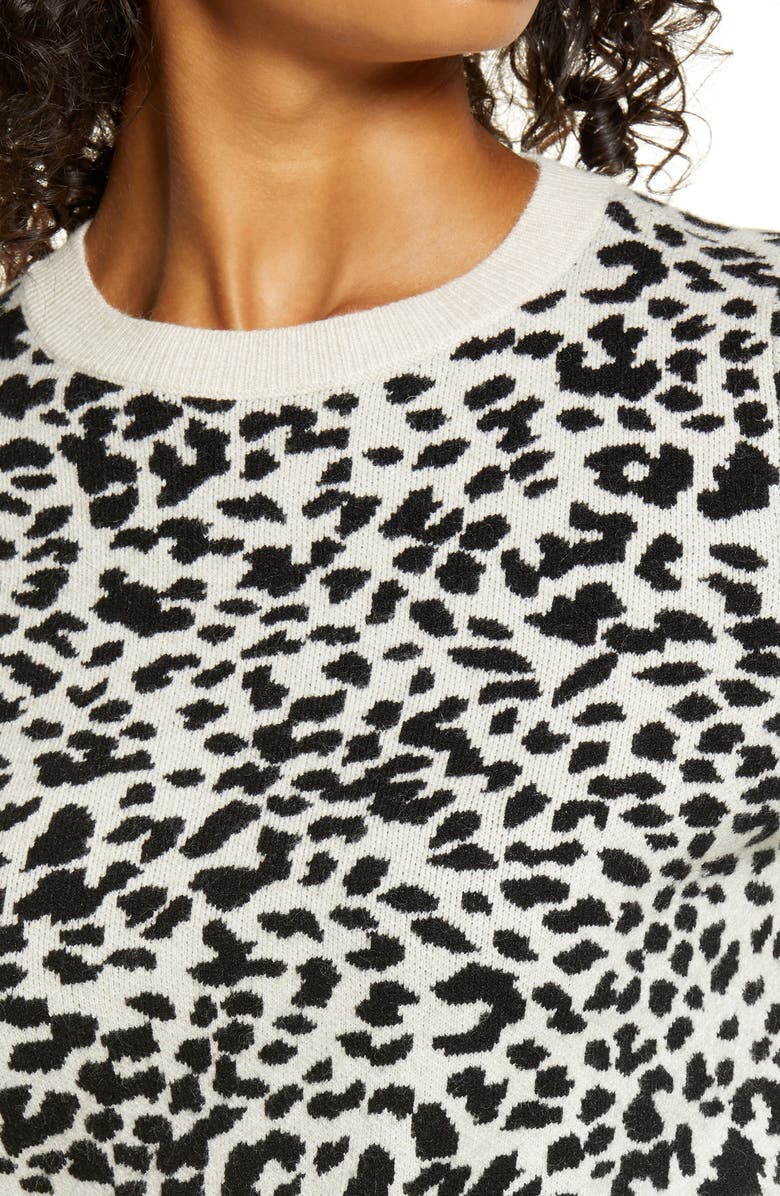 Rachel Parcell Leopard Pattern Crewneck Sweater, Alternate, color, 
