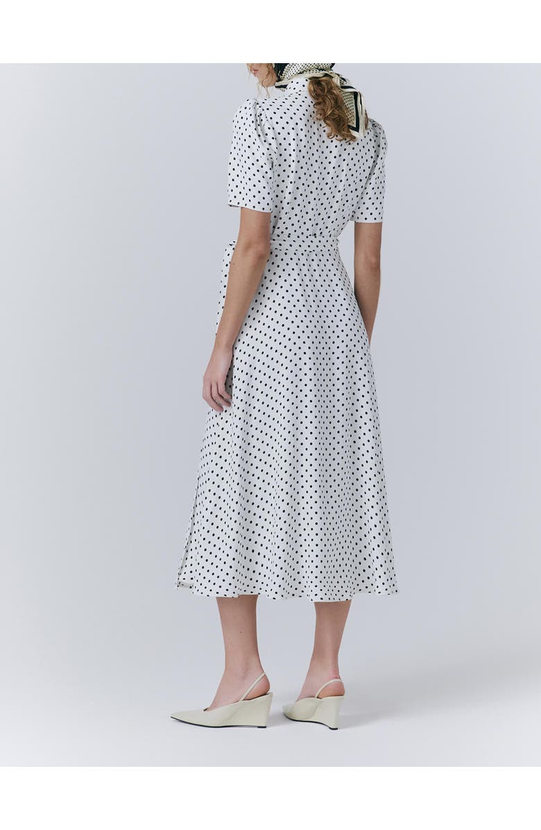 Ghost London Giselle Crepe Polka Dot Wrap Dress, Alternate, color, Ivory Polka Dot
