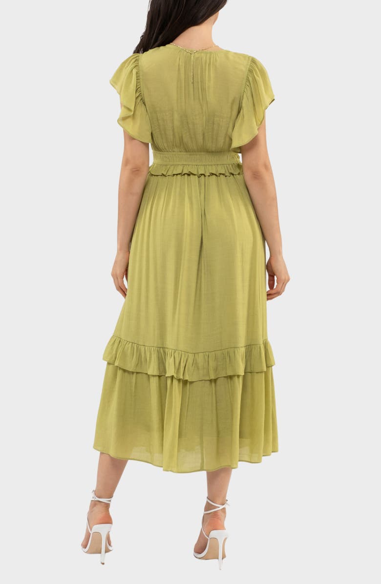 AUGUST SKY Flutter Sleeve Maxi Dress, Alternate, color, Kiwi