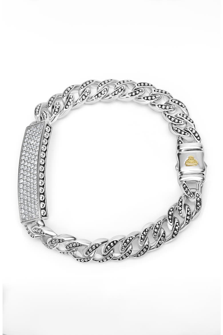 Men's Anthem Pavé Bar Curb Chain Bracelet, Alternate, color, SILVER