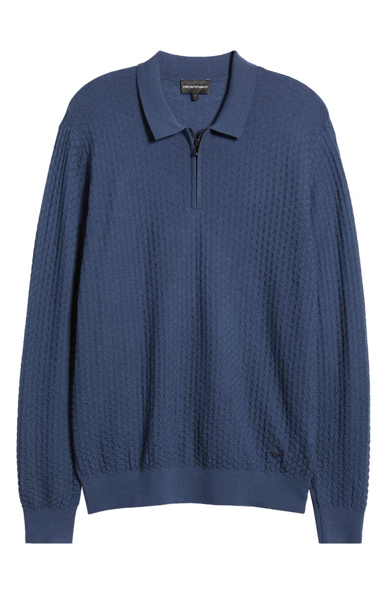 Emporio Armani Textured Wool Quarter Zip Sweater, Alternate, color,