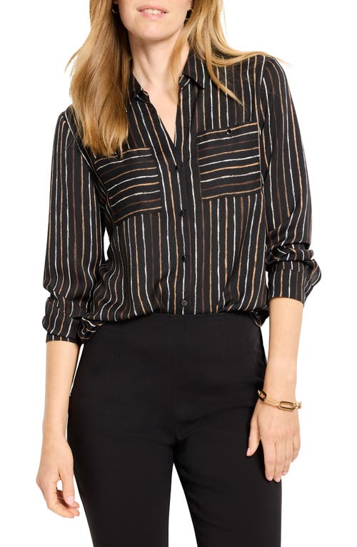 Nic + Zoe Mini Painted Stripe Shirt In Black Stripe In Multi