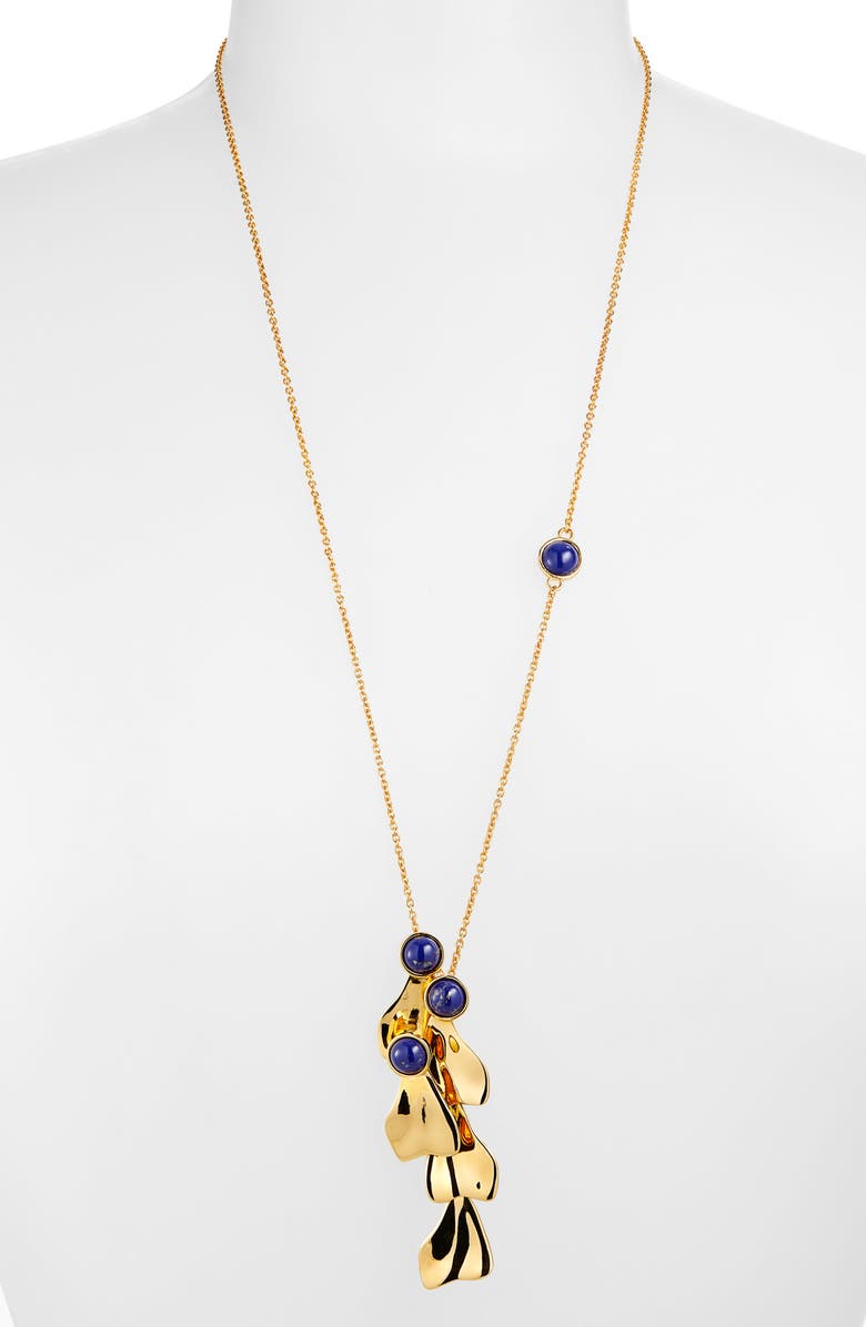 Oscar de la Renta Petal Cabochon Long Pendant Necklace, Alternate, color, 