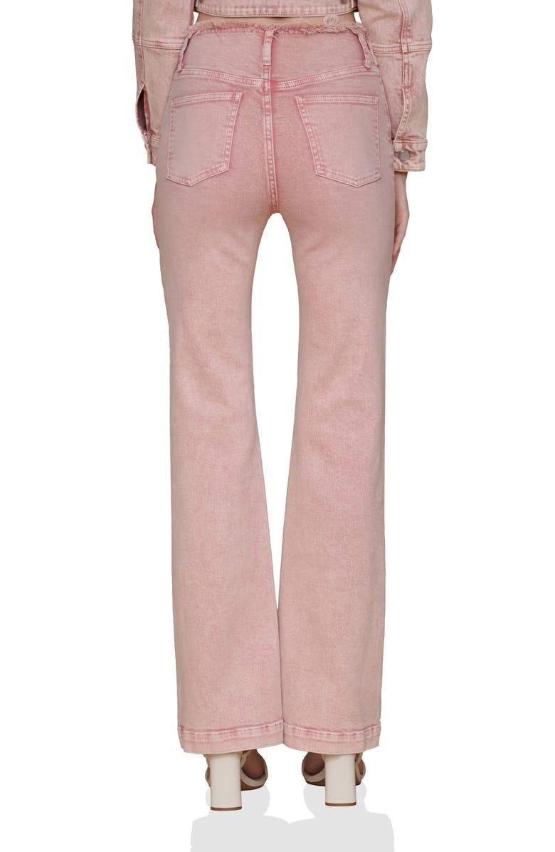 Avec Les Filles Raw Waistband Pintuck Flare Pants, Alternate, color, Strawberry