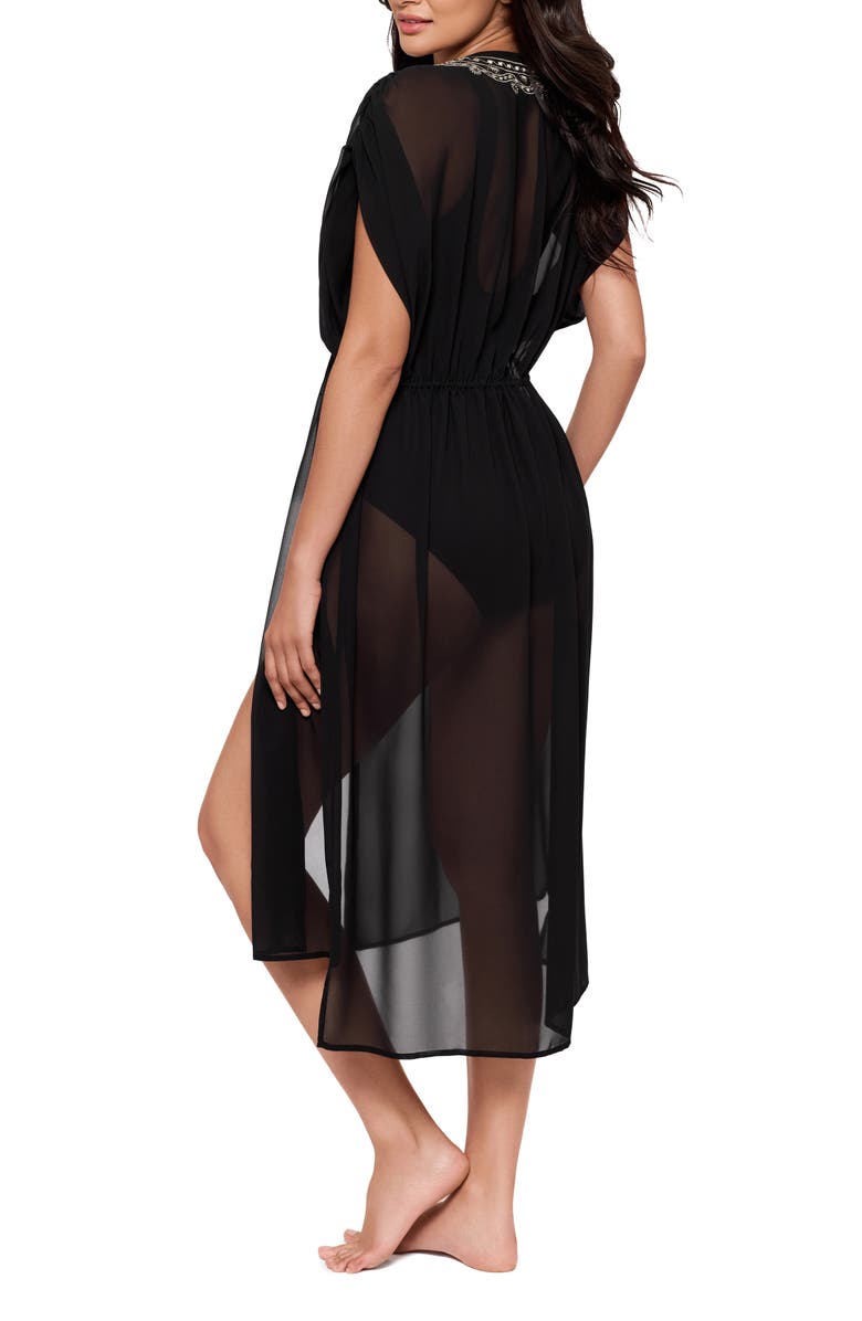 Miraclesuit<sup>®</sup> Beaded Embrodiered Georgette Cover-Up, Alternate, color, Black