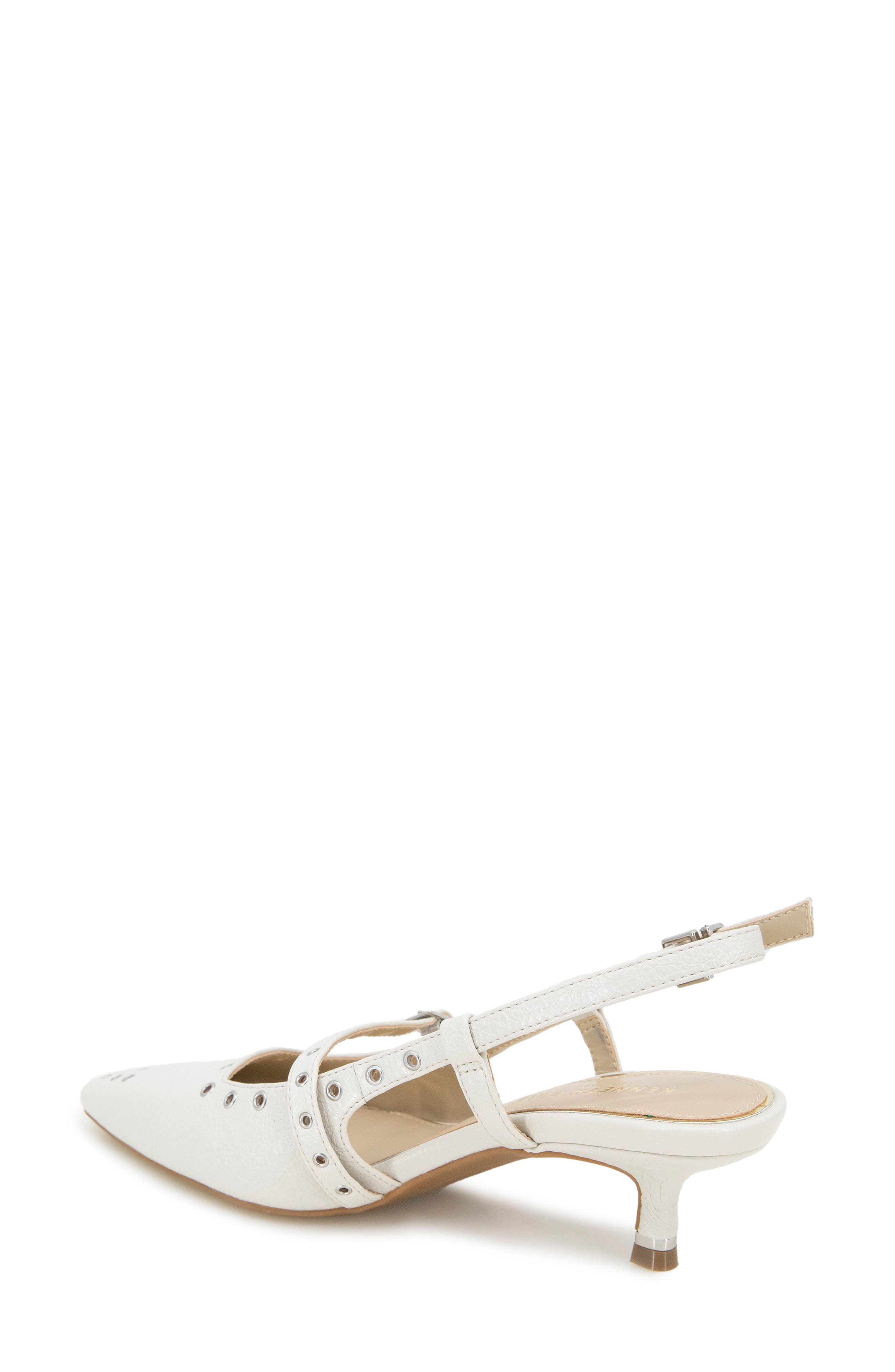 Kenneth Cole Martha Eyelet Slingback Kitten Heel Pump, Alternate, color, Ecru Patent