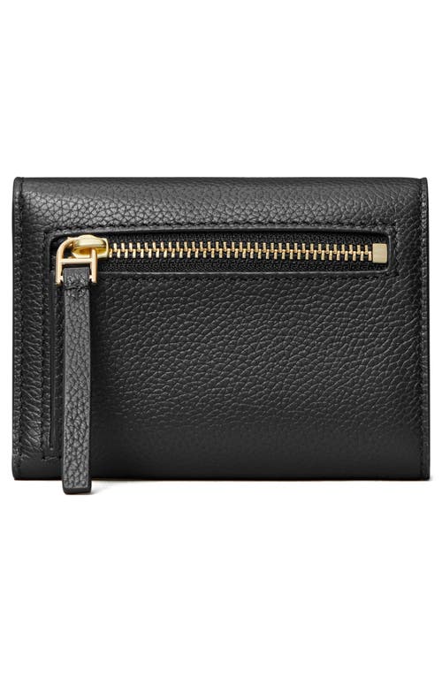 Tory Burch Robinson Small Pebbled Leather Wallet In Black