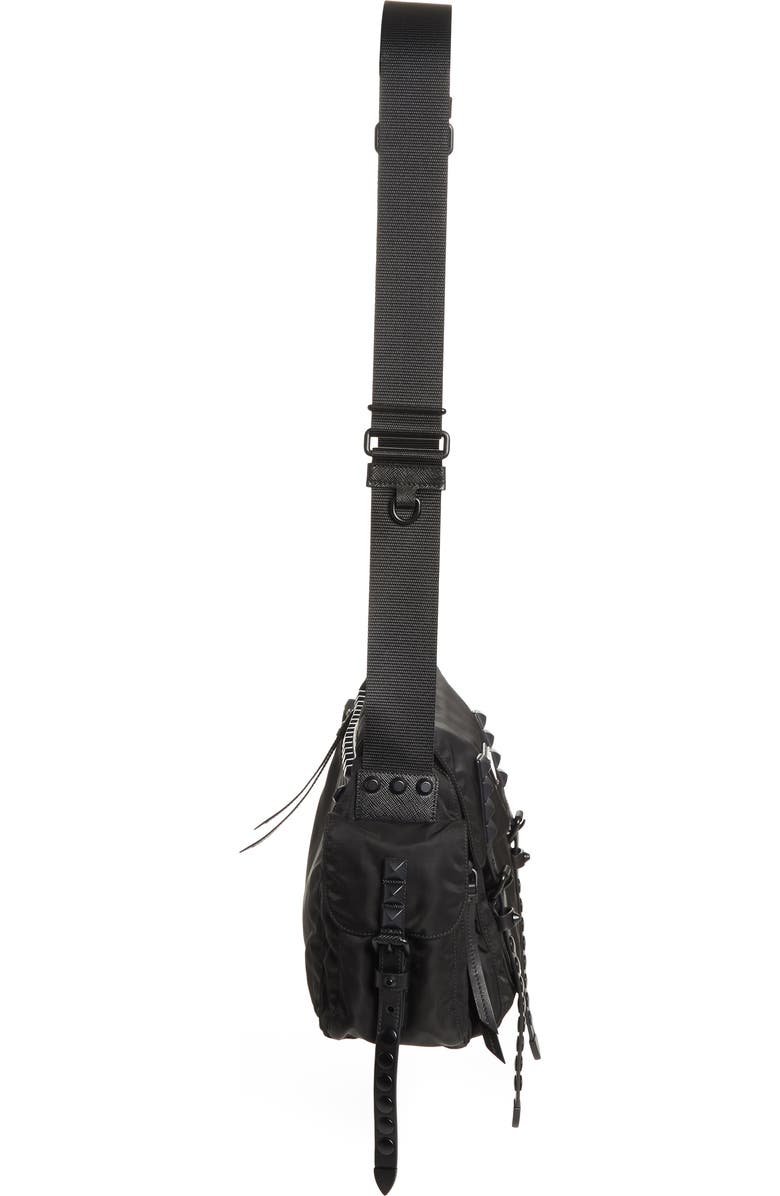 Prada Studded Nylon Messenger Bag, Alternate, color,