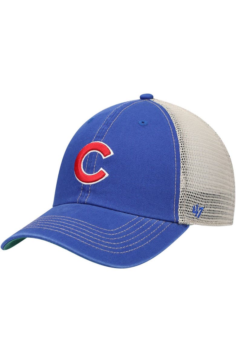 '47 Men's '47 Royal Chicago Cubs Trawler Clean Up Trucker Snapback Hat, Main, color, 