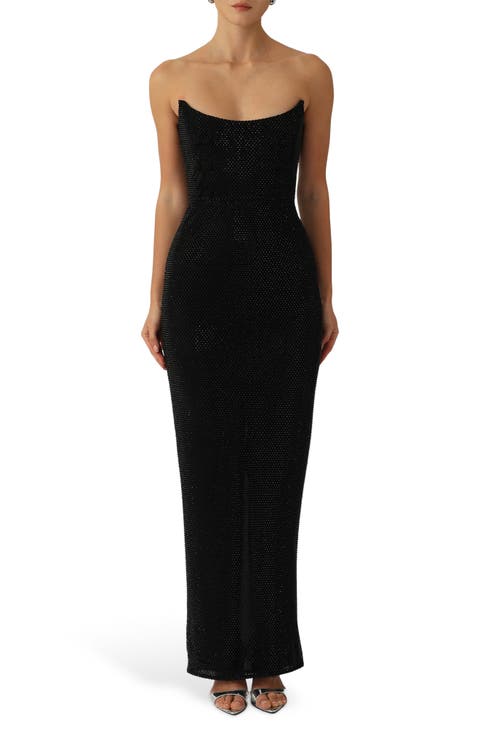 Vesper Crystal Embellished Strapless Gown