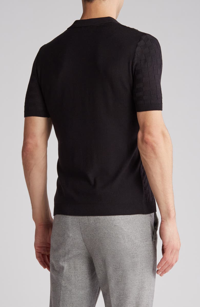 T.R. PREMIUM Textured Sweater Knit Polo, Alternate, color, Black