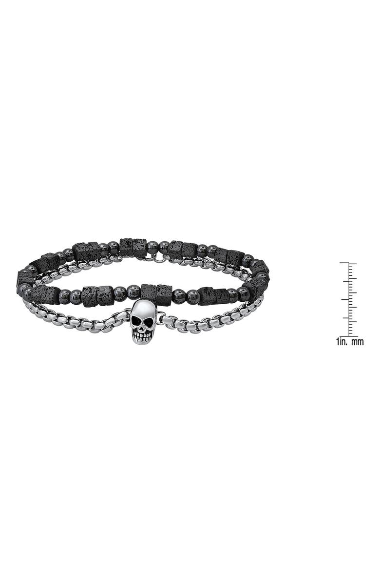 STEELTIME Men's Set of 2 Beaded Bracelets, Alternate, color, Silver/Black