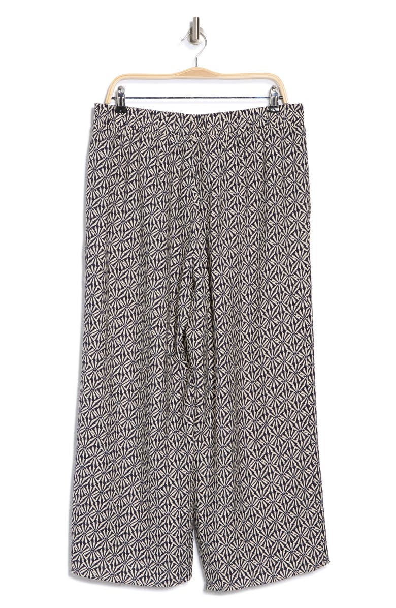 Pleione Textured Wide Leg Pants, Alternate, color, Medium Navy Cream Shell