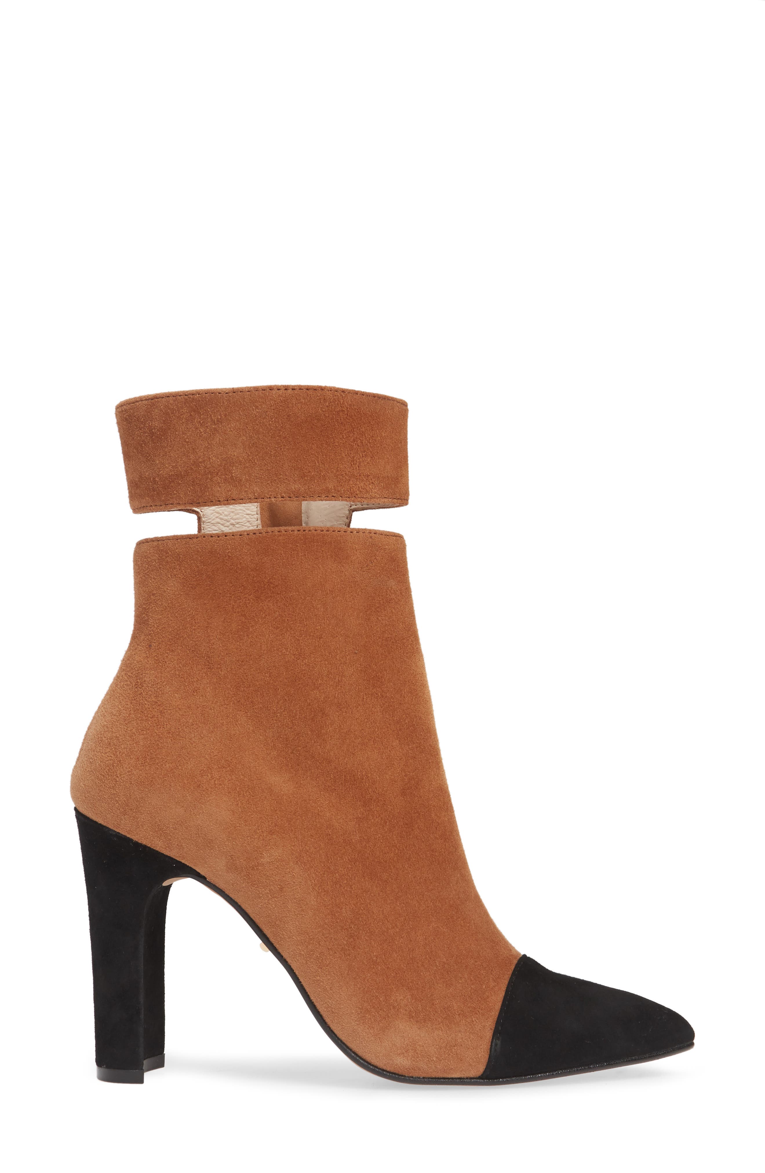 42 Gold Kiki Pointed Toe Bootie, Alternate, color, Chestnut Suede