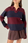 English Factory Stripe Polo Sweater