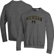 Champion Men's Champion  Heather Charcoal Michigan Wolverines Arch Over Logo Pullover Sweatshirt