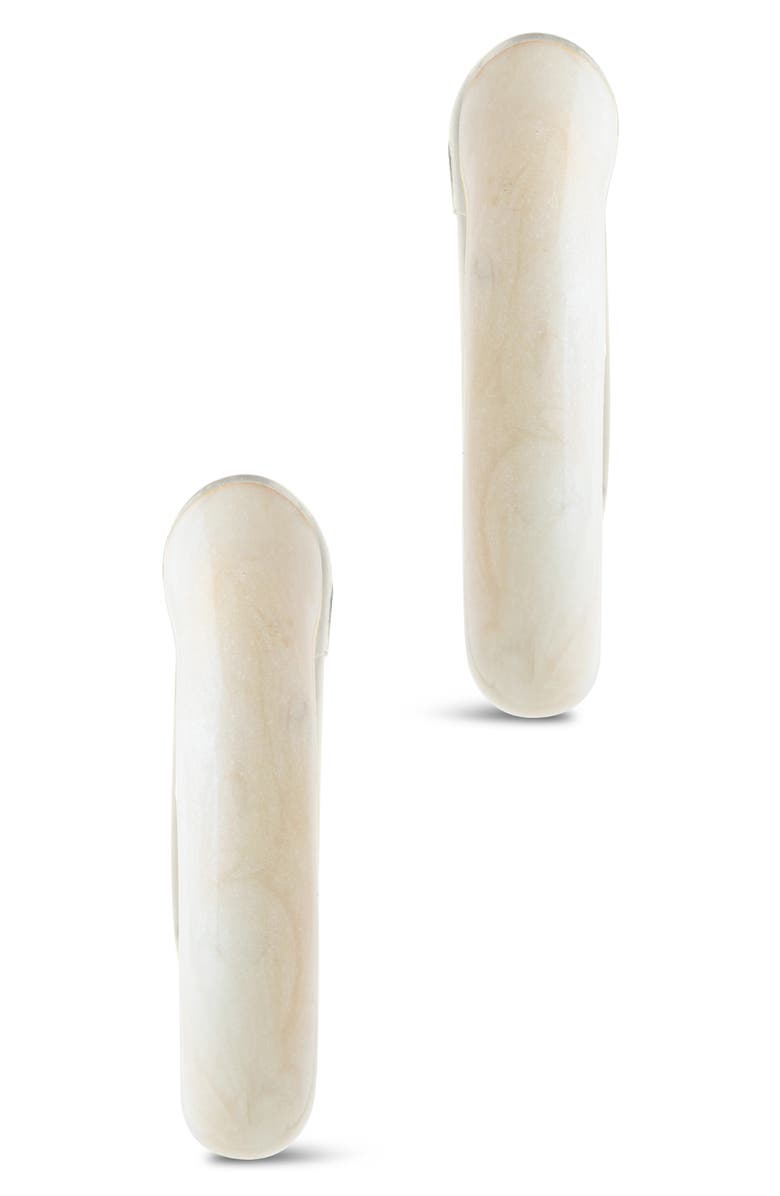 Sterling Forever Maura White Enamel Huggie Hoop Earrings, Alternate, color, Silver