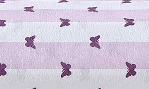 Betsey Johnson Butterfly Stripe Sheet Set In Purple