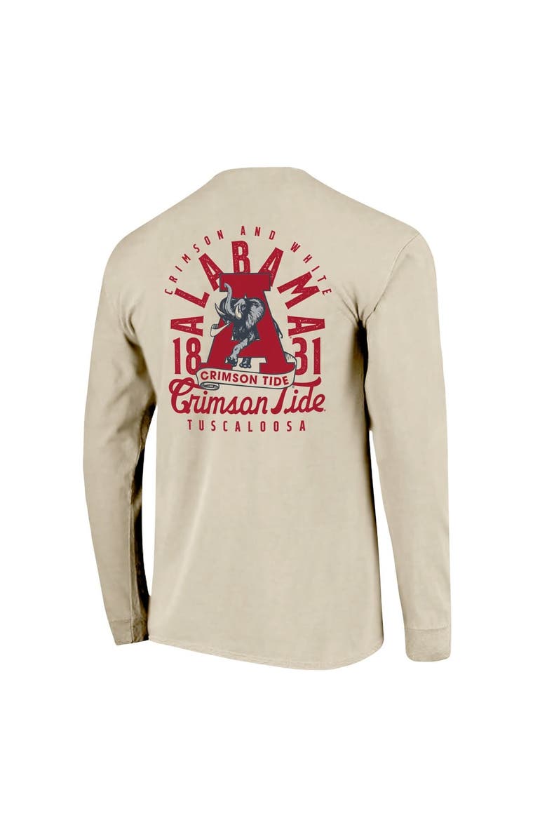 IMAGE ONE Men's Natural Alabama Crimson Tide Comfort Colors Mascot Overlay Long Sleeve T-Shirt, Alternate, color, Natural