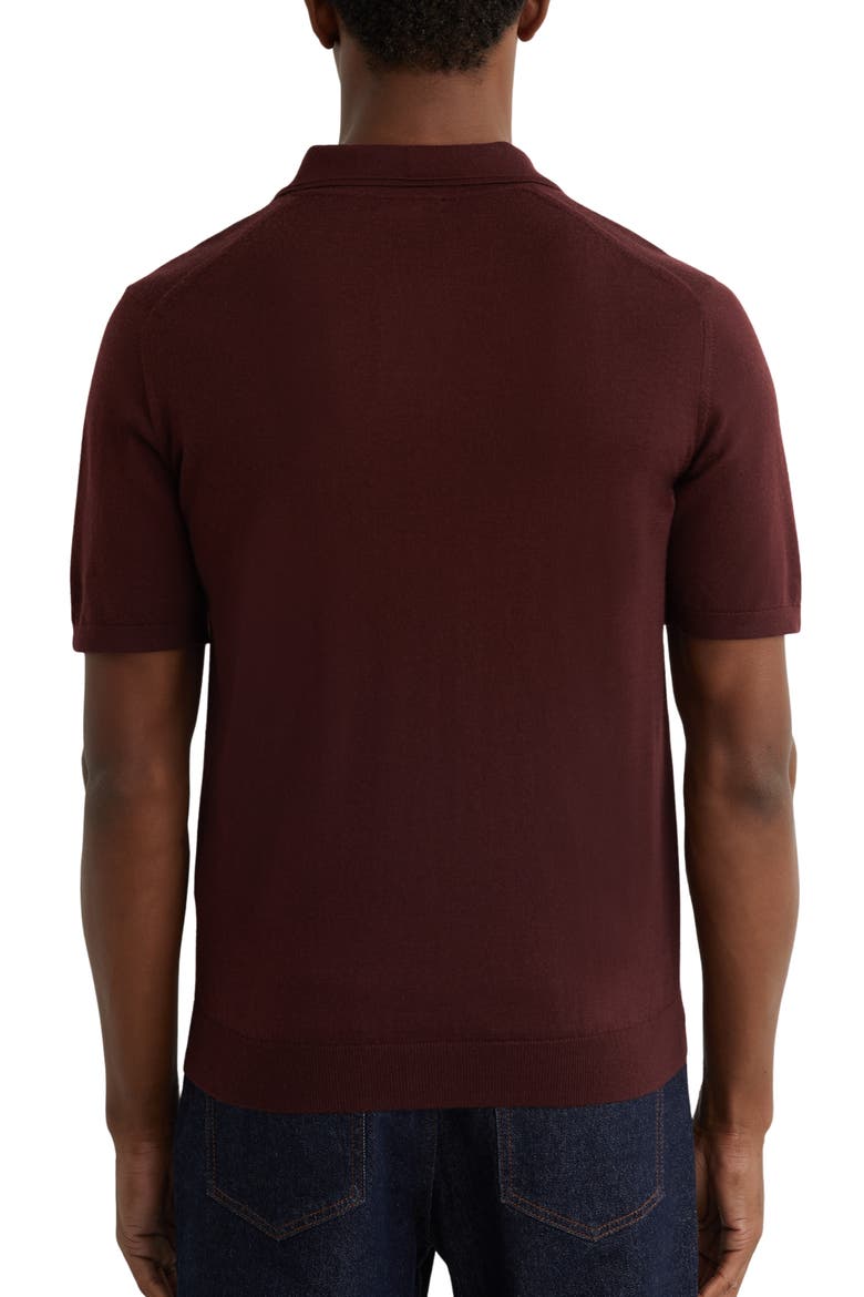 Duchie Short Sleeve Wool Polo Sweater, Alternate, color, PORT RED