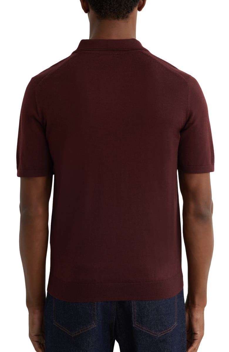 Reiss Duchie Short Sleeve Wool Polo Sweater, Alternate, color, Port Red