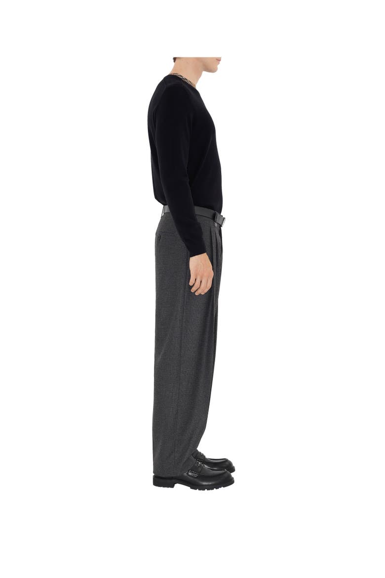 Check Trim Wool Sweater, Alternate, color, Navy