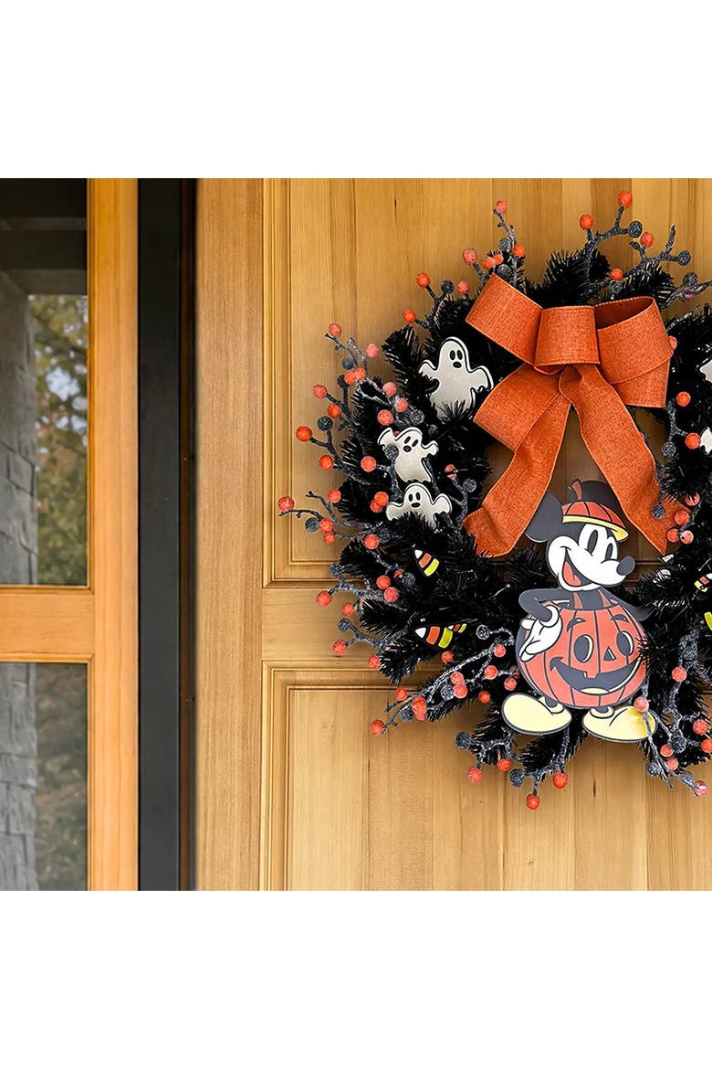 Disney® Mickey Mouse Halloween Wreath Pre-Lit, Alternate, color, Black, Orange, White