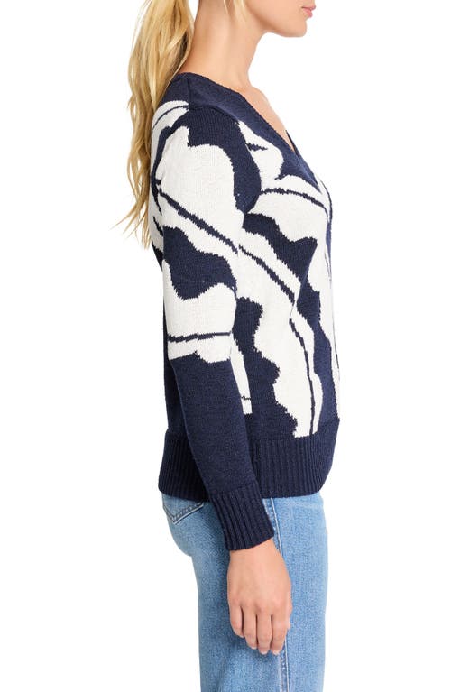 Nic + Zoe Nic+zoe Shadow Reef Sweater In Indigo Multi