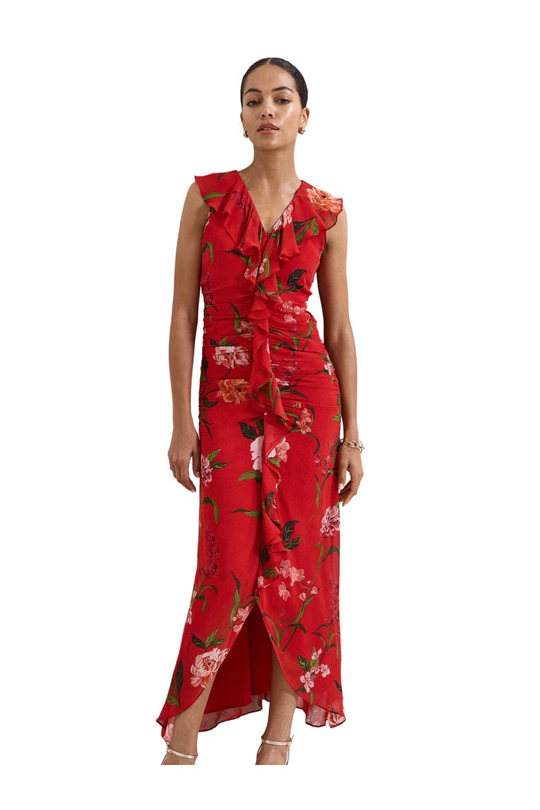 Mae V-Neck Floral Maxi Dress, Main, color, Red