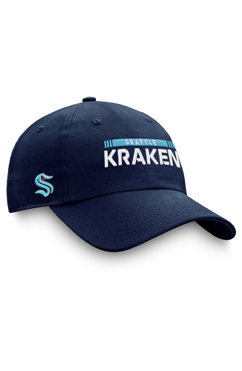 FANATICS Men's Fanatics Branded Deep Sea Blue Seattle Kraken Authentic Pro Rink Adjustable Hat, Main, color, Navy
