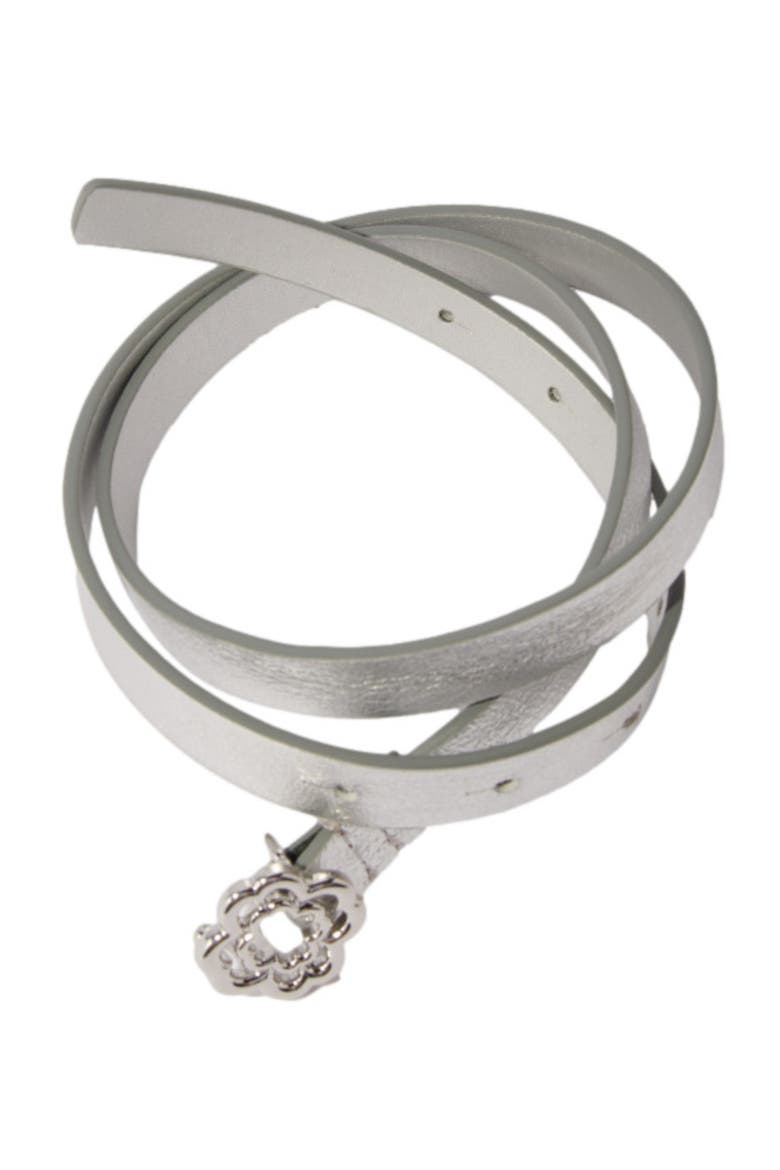 Slim belt with Clover buckle, Alternate, color, Silver