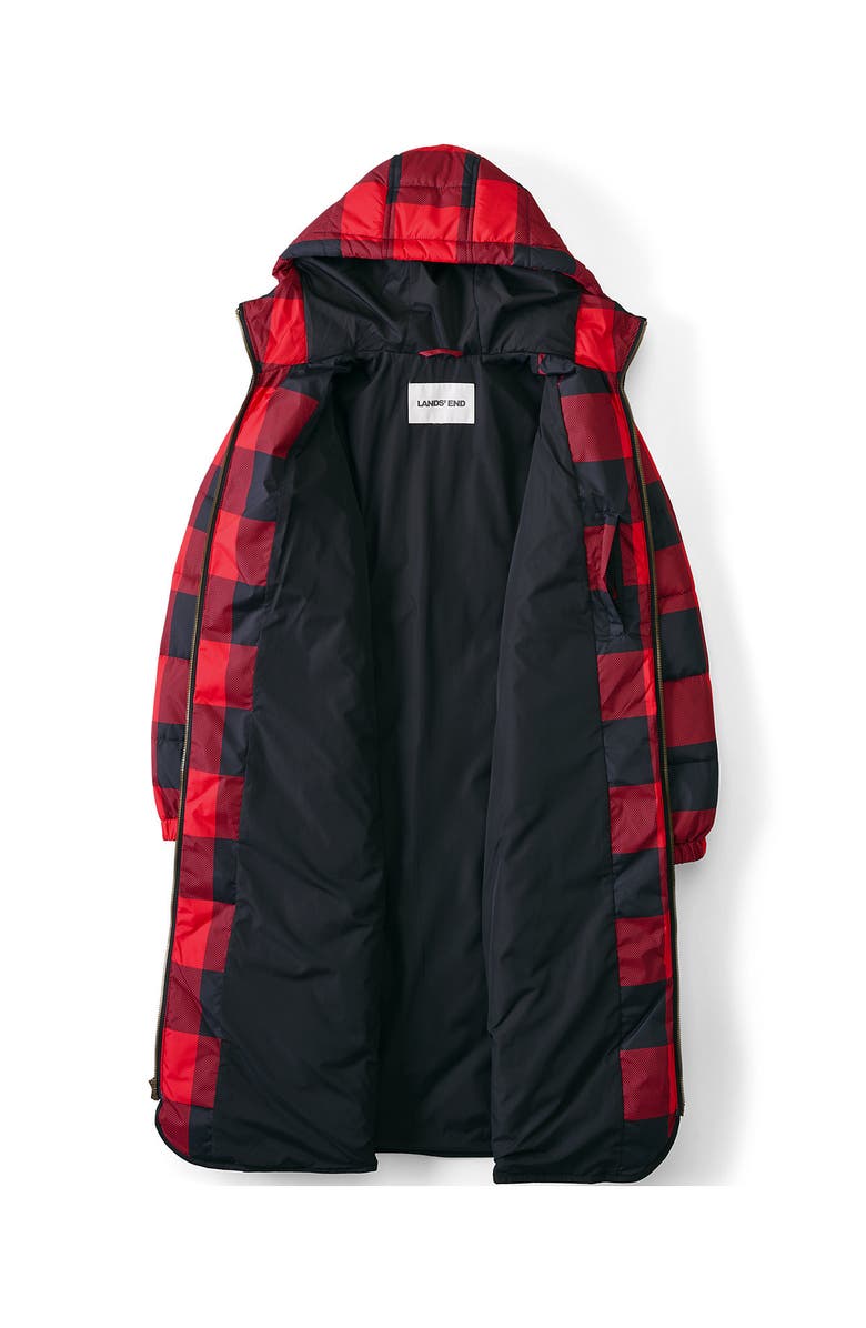 Lands' End Plus Size FeatherFree Insulated Diamond Quilted Maxi Coat, Alternate, color, Compass Red Check
