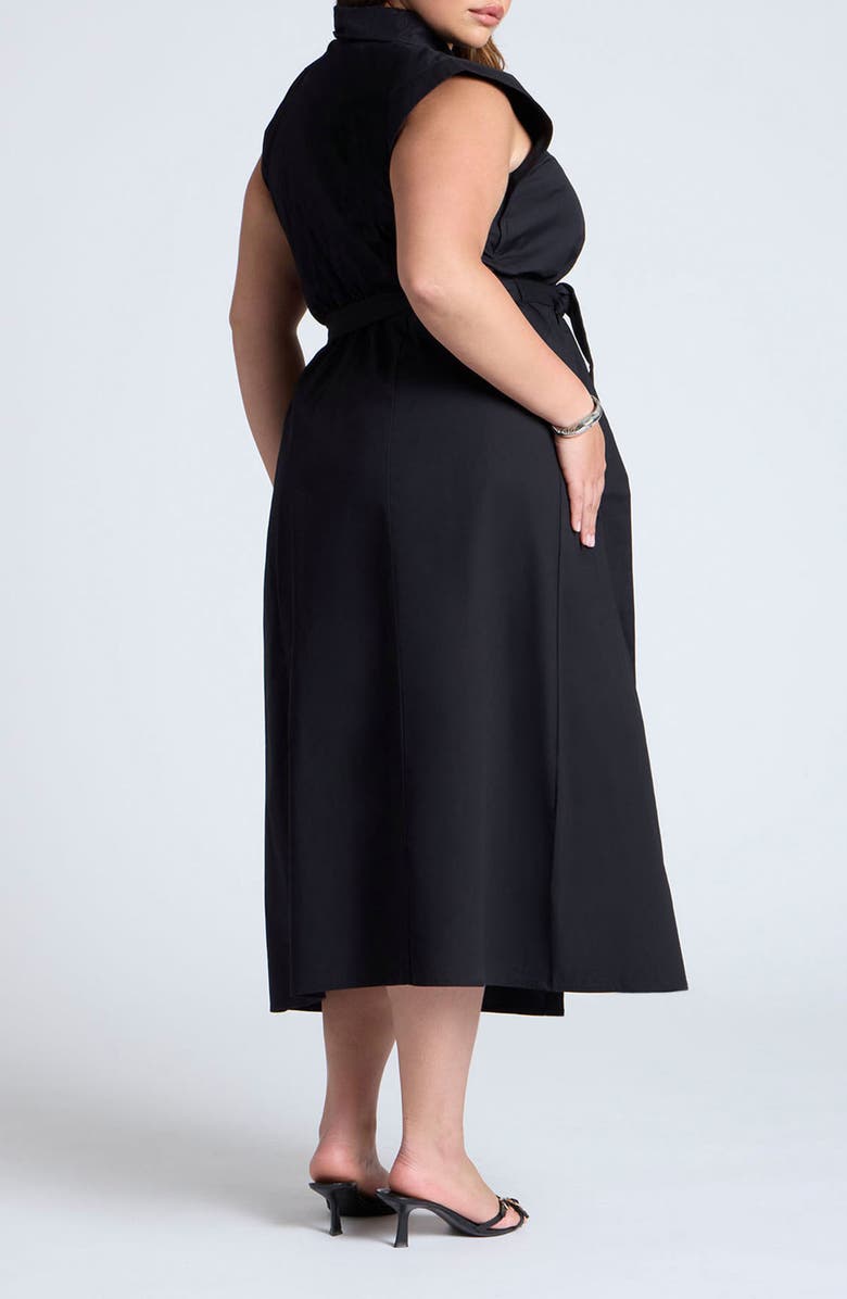 ELOQUII Tie Belt Sleeveless Midi Shirtdress, Alternate, color, 