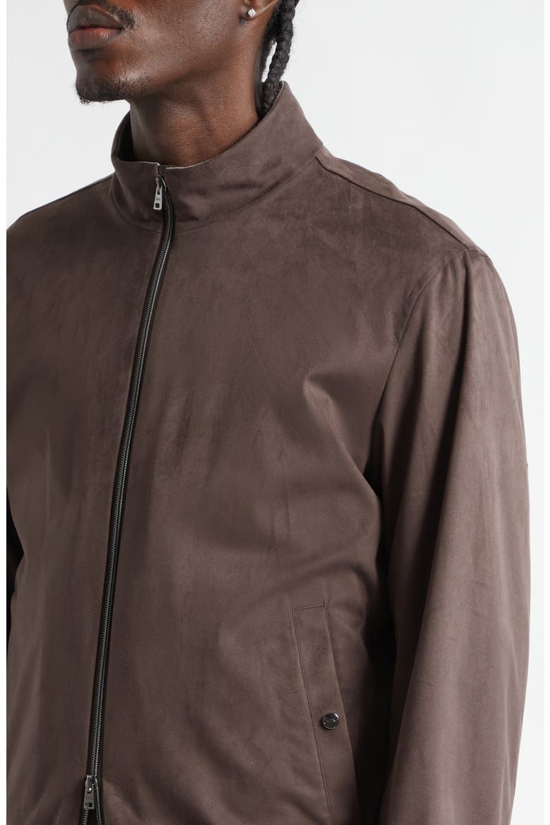 Faux Suede Bomber Jacket, Alternate, color, CHOCOLATE