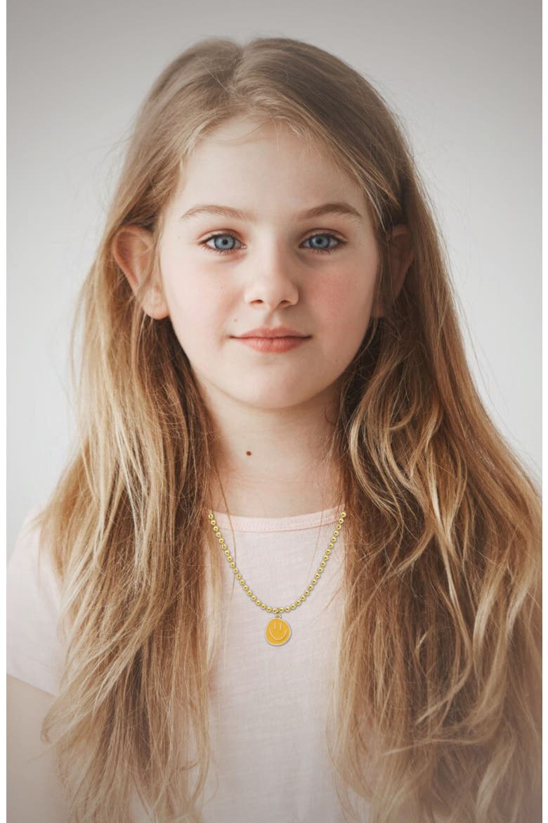 Smiley Charm Necklace in Gift Bottle, Alternate, color, Yellow