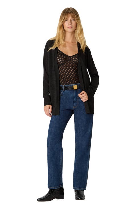 Cardigan With Belt In Lamé