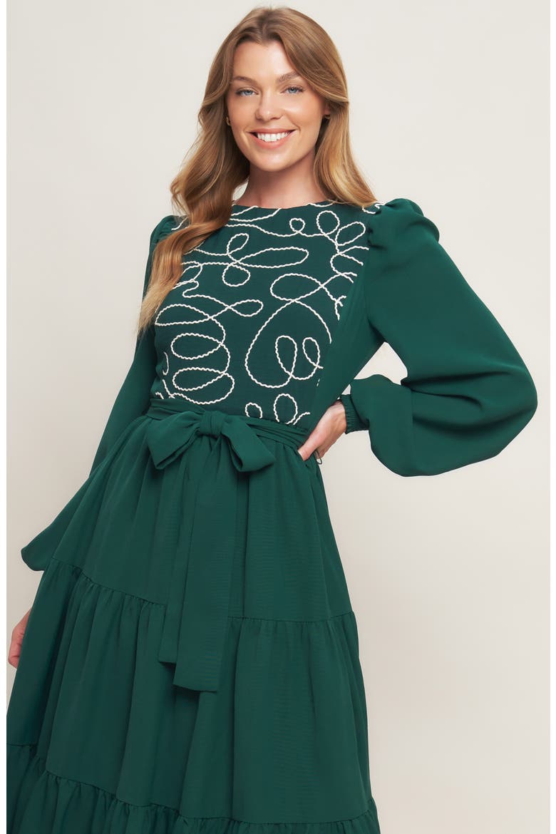 Long Sleeve Solid Midi Dress, Alternate, color, HUNTER GREEN