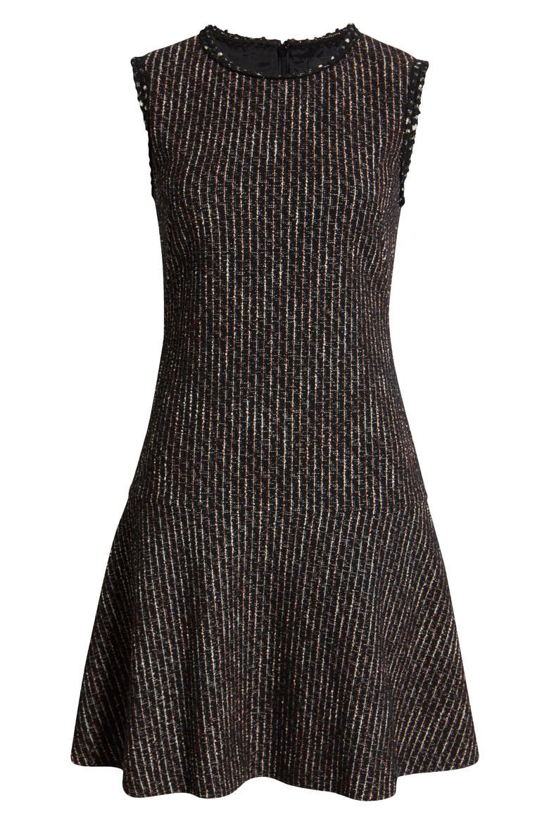 Datana Sleeveless Stripe Tweed Fit & Flare Dress, Alternate, color, OPEN MISC
