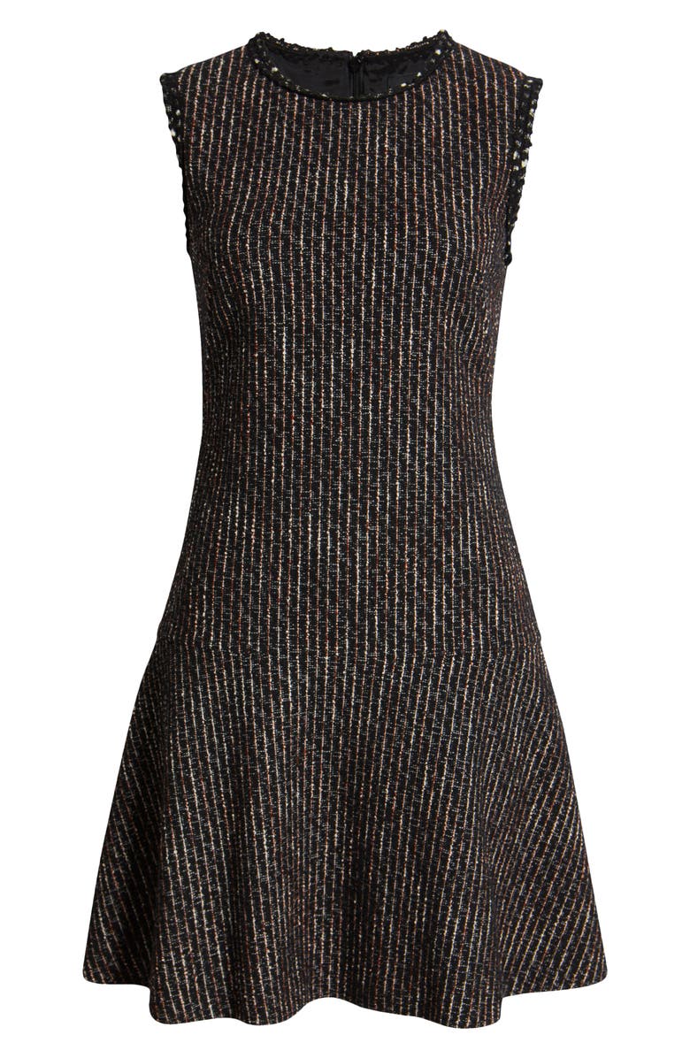 BOSS Datana Sleeveless Stripe Tweed Fit & Flare Dress, Alternate, color,