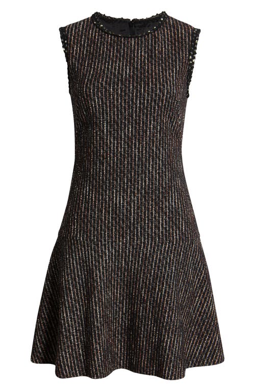 Hugo Boss Boss Datana Sleeveless Stripe Tweed Fit & Flare Dress