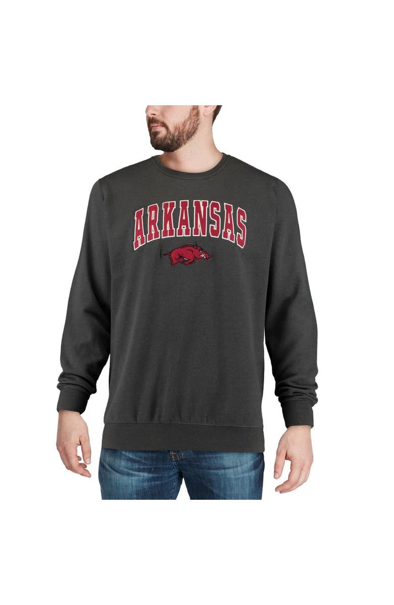 COLOSSEUM Men's Colosseum Charcoal Arkansas Razorbacks Arch & Logo Crew Neck Sweatshirt, Alternate, color, Charcoal