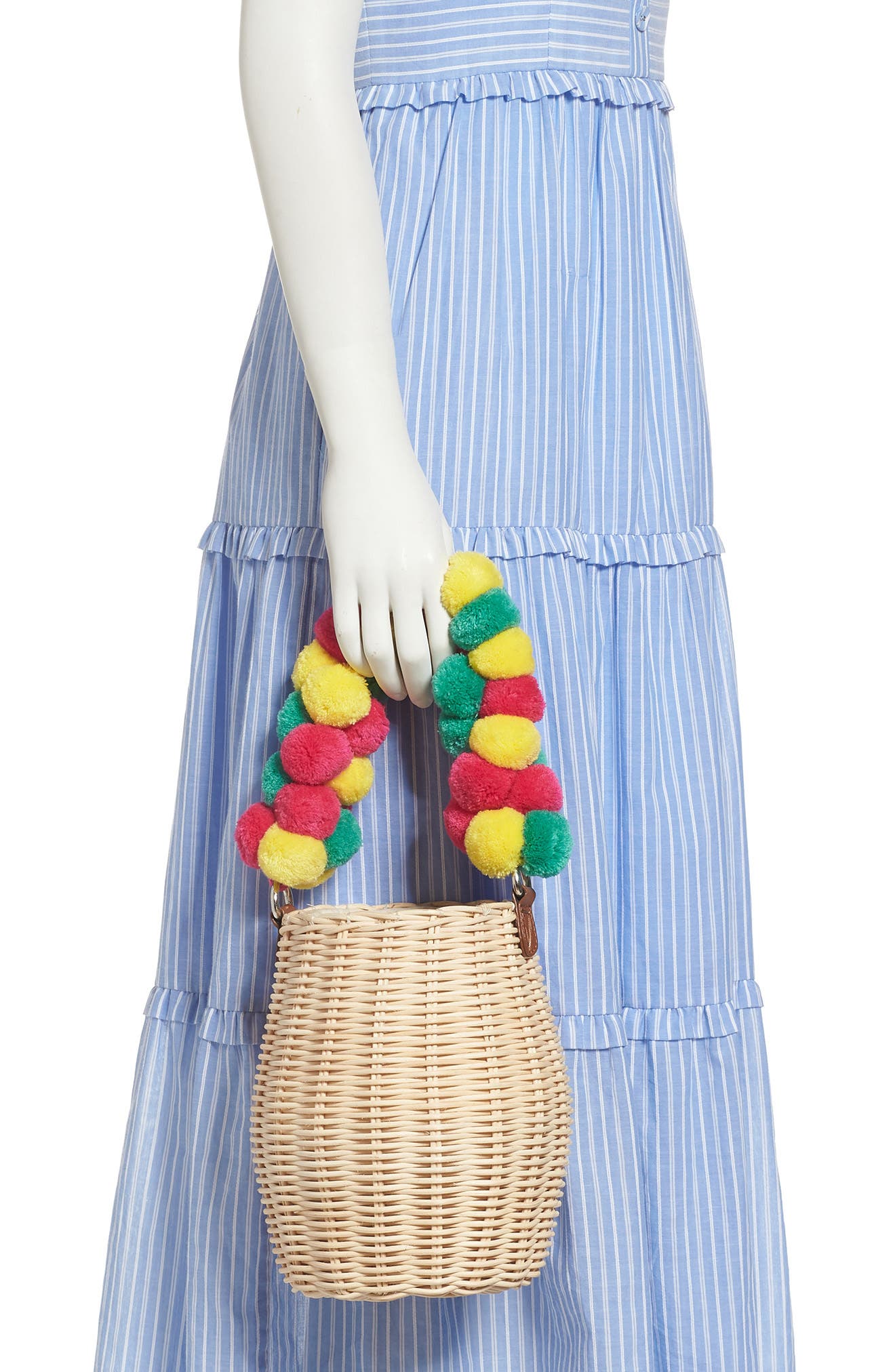 Halogen<sup>®</sup> x Atlantic-Pacific Pompom Wicker Bag, Alternate, color, 