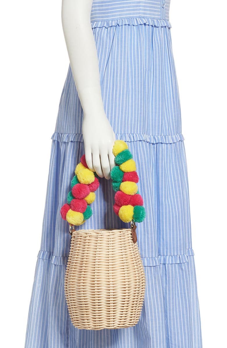 Halogen<sup>®</sup> x Atlantic-Pacific Pompom Wicker Bag, Alternate, color,