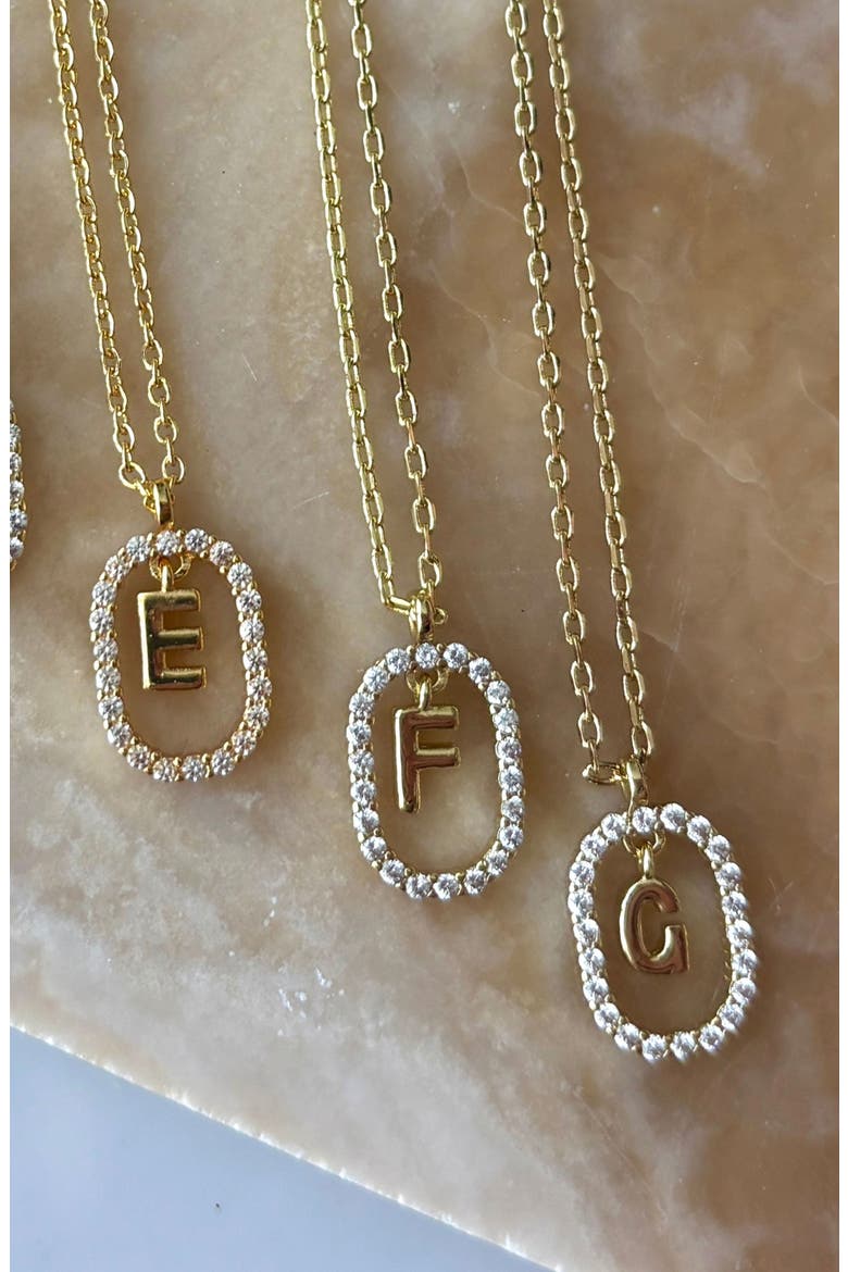 Floating Letter Initial Cubic Zirconia Pendant Necklace, Alternate, color, GOLD-F